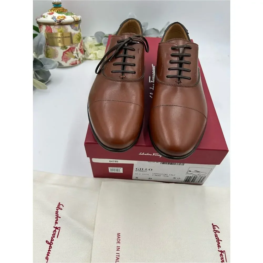 Men's Salvatore Ferragamo GILLO lace up Oxford size 8D made in Italy